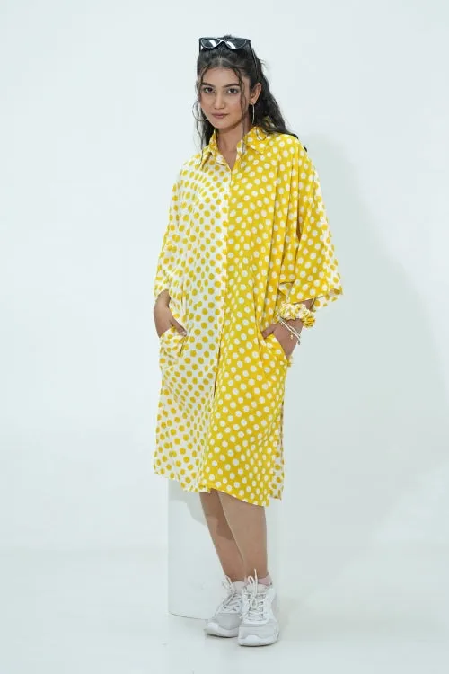 Elina In Yellow Hand Block Printed Oversize Shirt