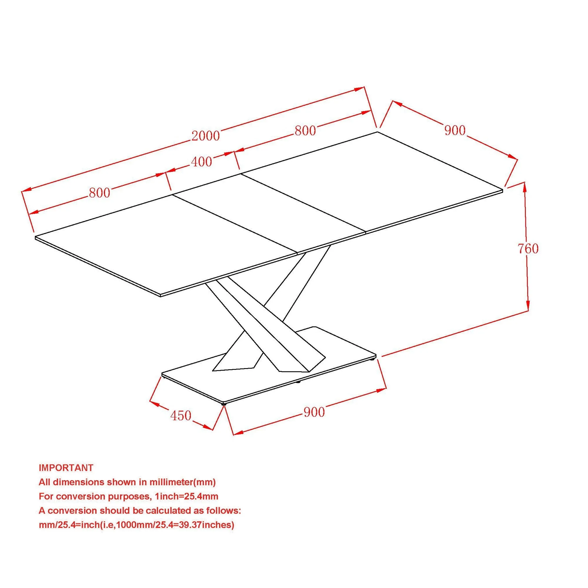 Extendable Rectangular Dining Table Julius Black