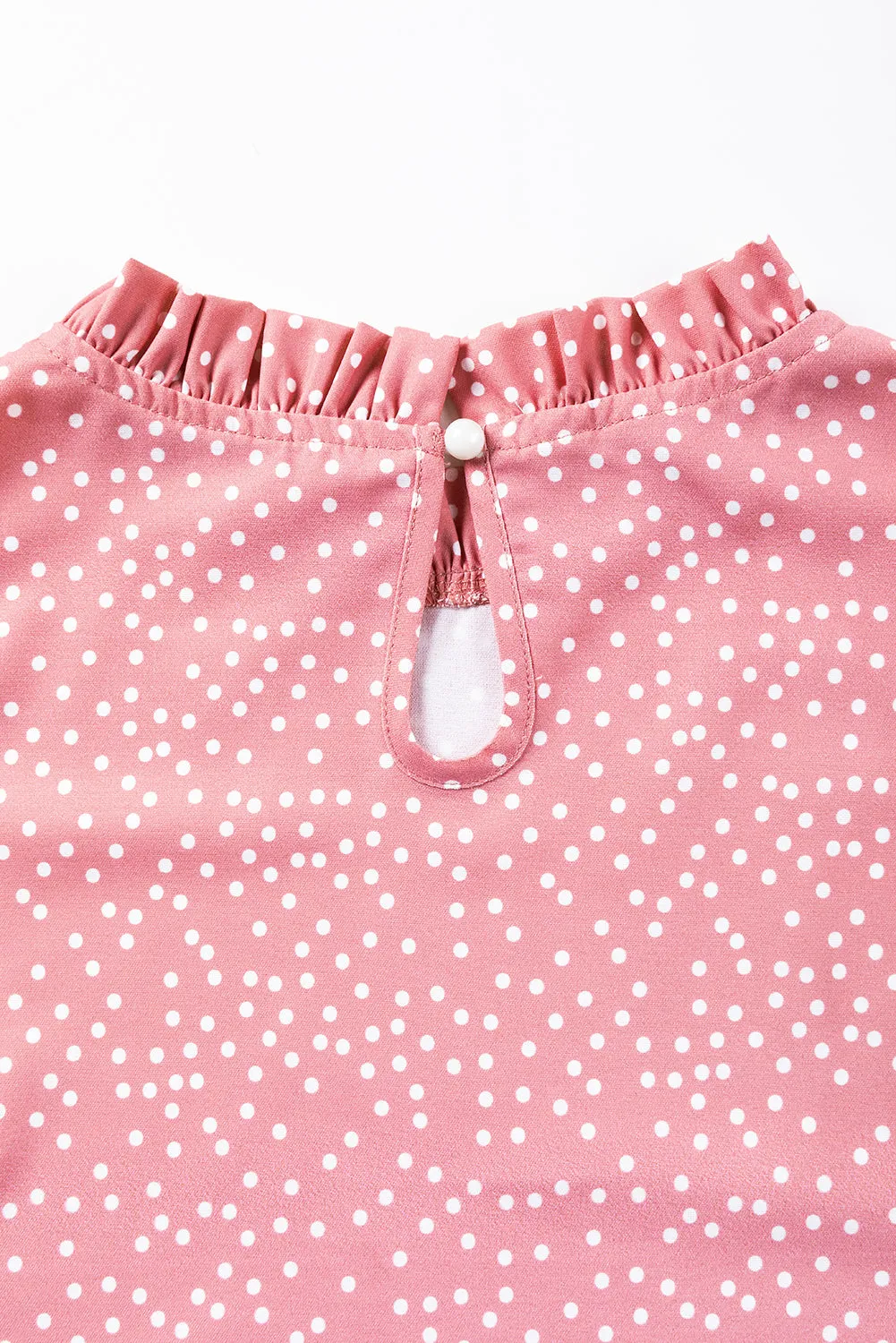 Flutter Sleeve Mock Neck Pink Top