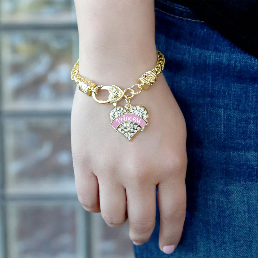 Gold Princess - Lavender Pave Heart Charm Braided Bracelet