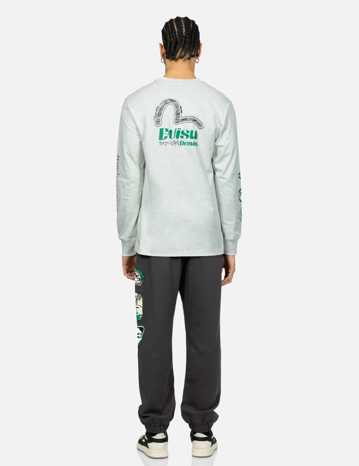 Hanafuda Patches Print Fashion Fit Sweatpants