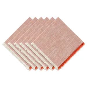 Harvest Market Tonal Fringe 20" x 20" Napkins Set of 6 - Burnt Orange