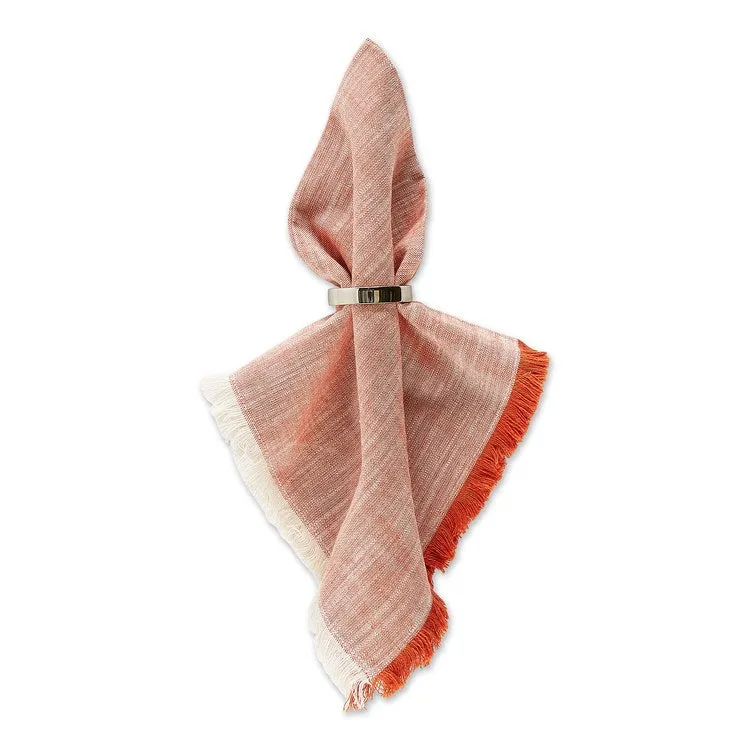 Harvest Market Tonal Fringe 20" x 20" Napkins Set of 6 - Burnt Orange