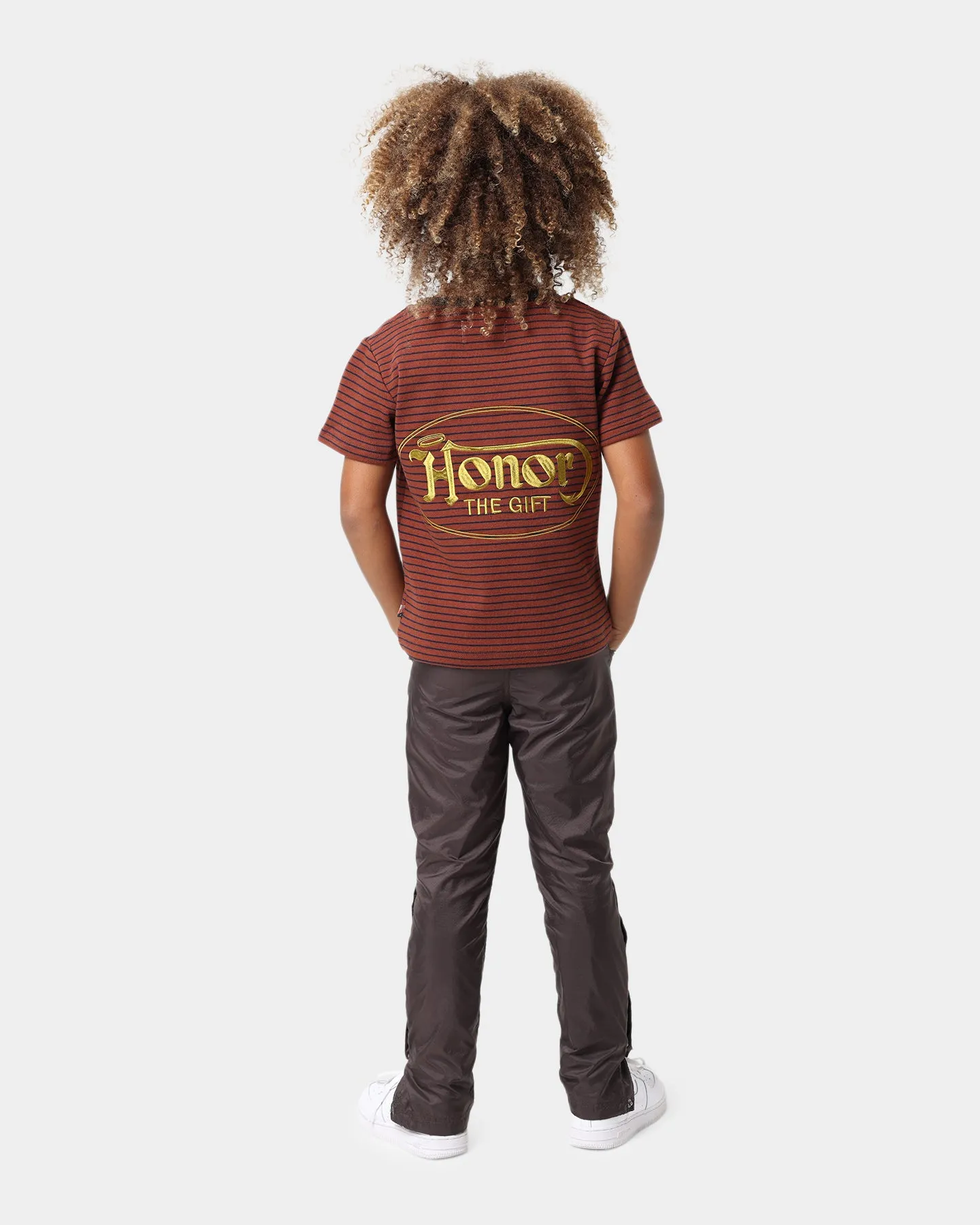 Honor The Gift Kids' Holiday Smoked Striped T-Shirt Terra Cotta
