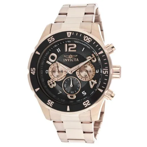 Invicta Pro Diver Black Dial 18k Rose Gold Ion-plated Men's Watch 12914