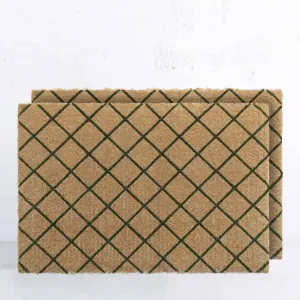 LIVING BY DESIGN EXCLUSIVE  |  OLIVE GREEN TRELLIS DOORMAT BUNDLE x2  |  90CM x 66CM
