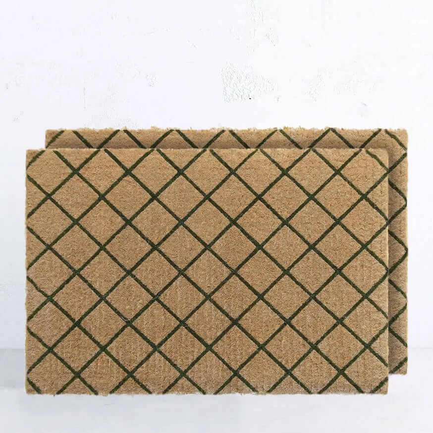 LIVING BY DESIGN EXCLUSIVE  |  OLIVE GREEN TRELLIS DOORMAT BUNDLE x2  |  90CM x 66CM