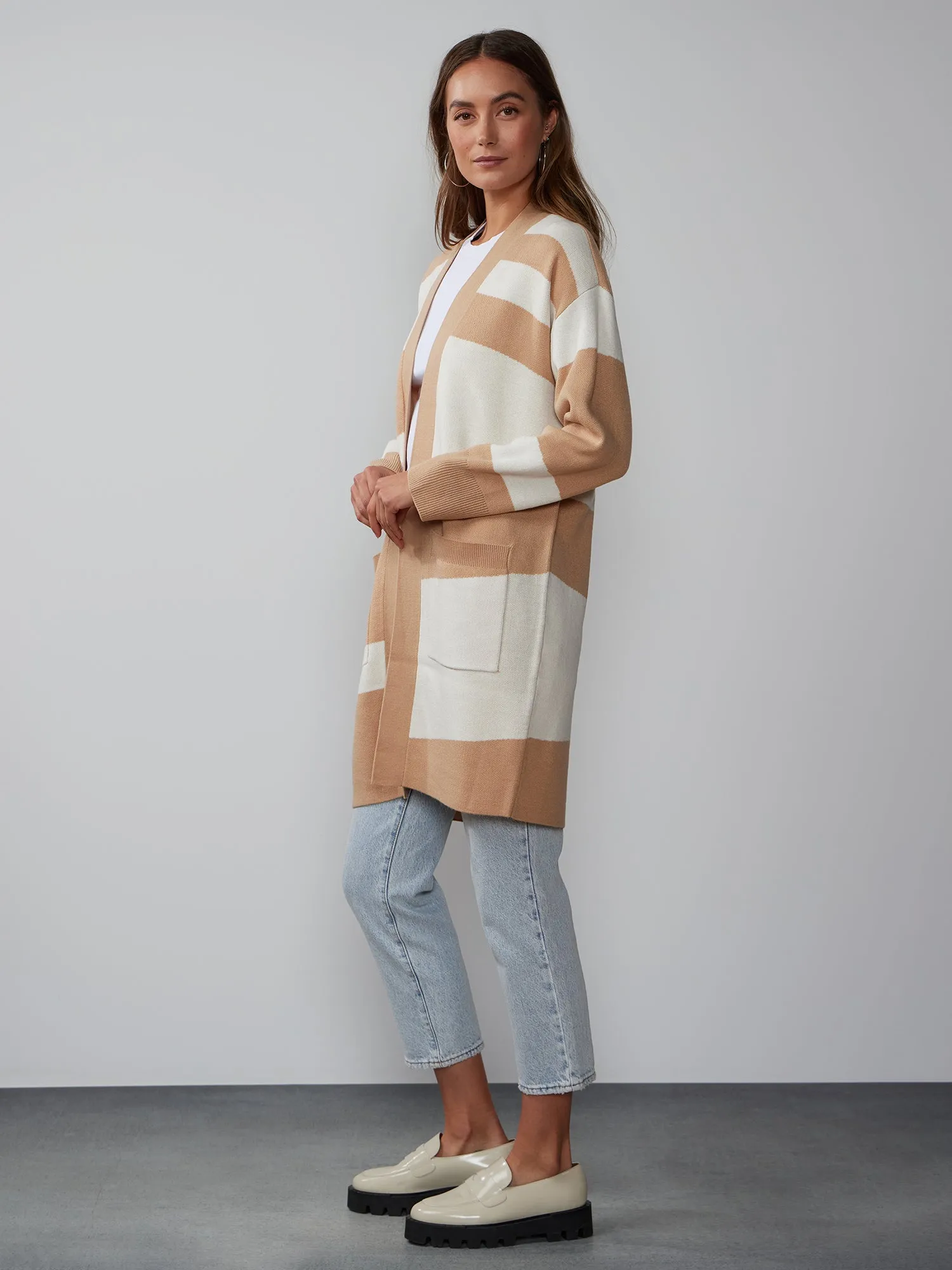 Long Sleeve Abstract Stripe Cardigan