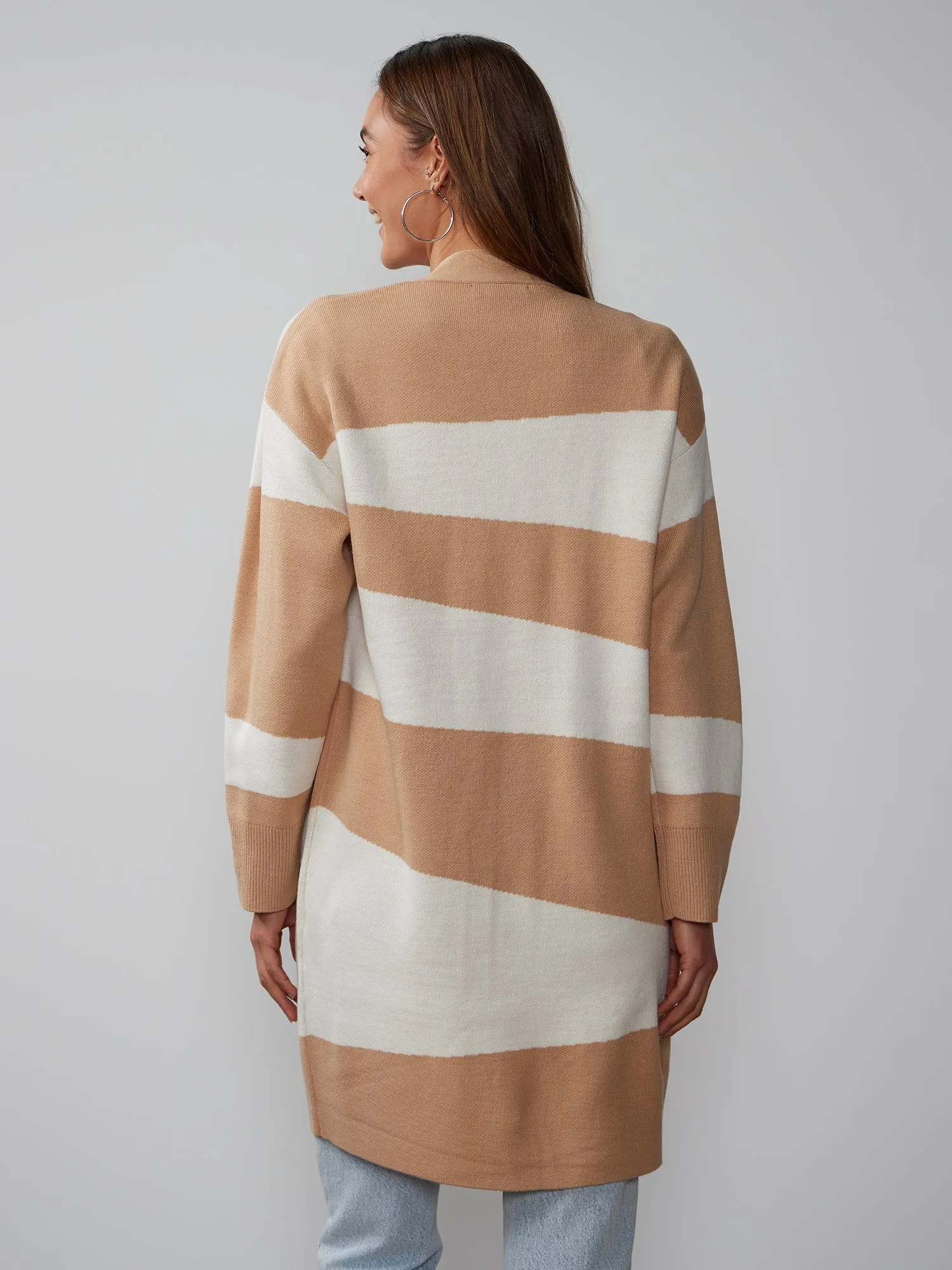 Long Sleeve Abstract Stripe Cardigan