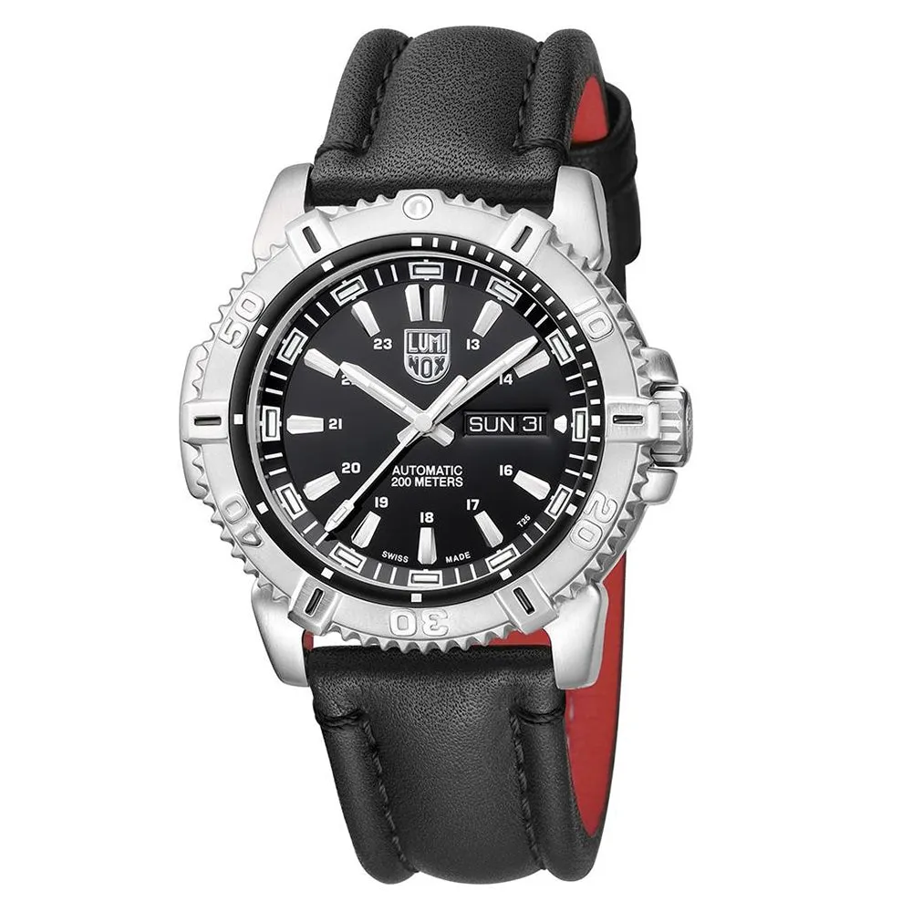 Luminox Men's Modern Mariner Automatic 6500 Series Black Leather Band Black Analog Dial Watch - XS.6501.NV