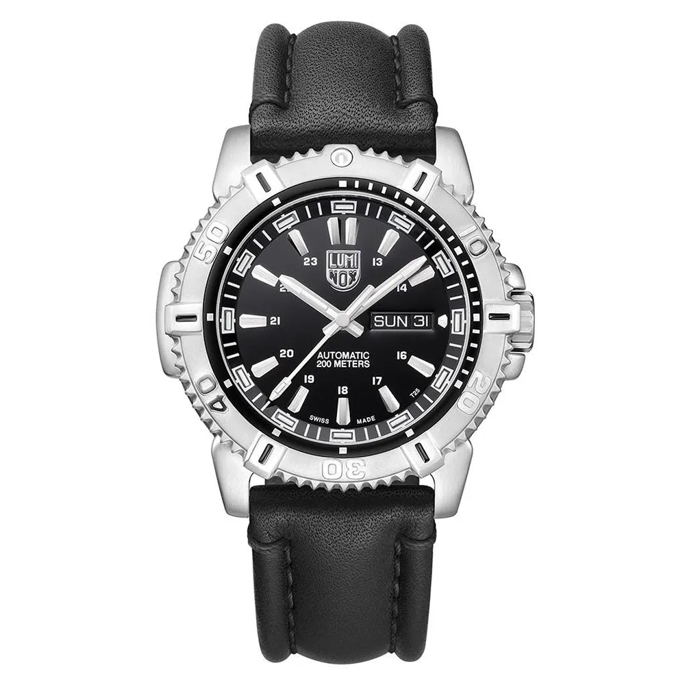 Luminox Men's Modern Mariner Automatic 6500 Series Black Leather Band Black Analog Dial Watch - XS.6501.NV