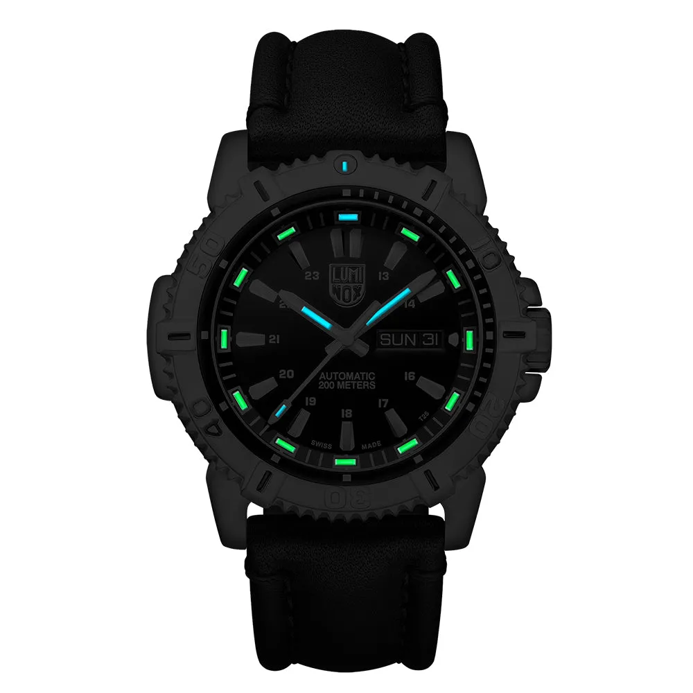 Luminox Men's Modern Mariner Automatic 6500 Series Black Leather Band Black Analog Dial Watch - XS.6501.NV