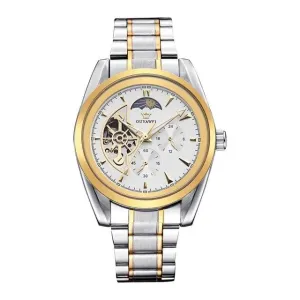 Luxury Gold Mechanical Skeleton Onyx Watch