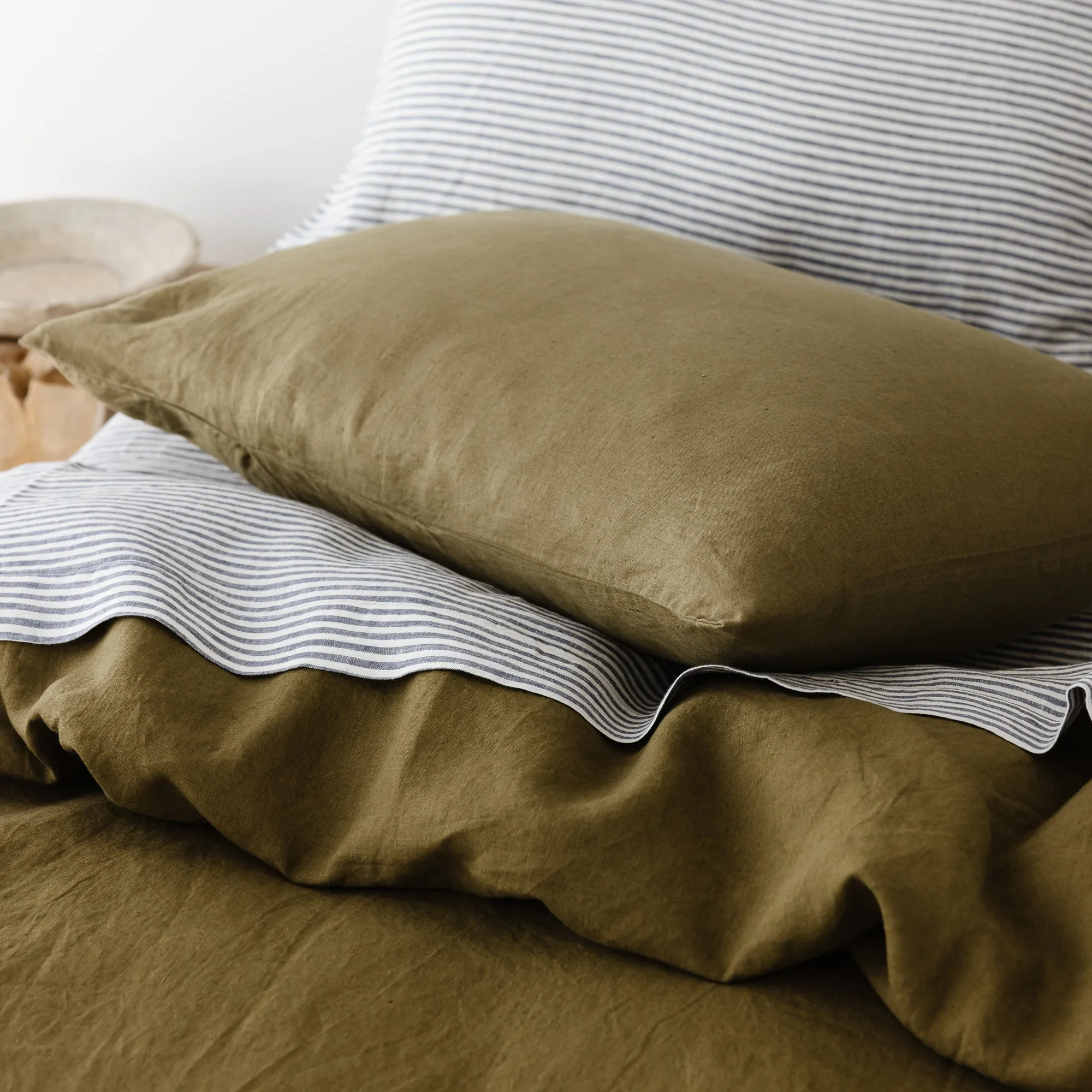 Olive Green Linen Duvet