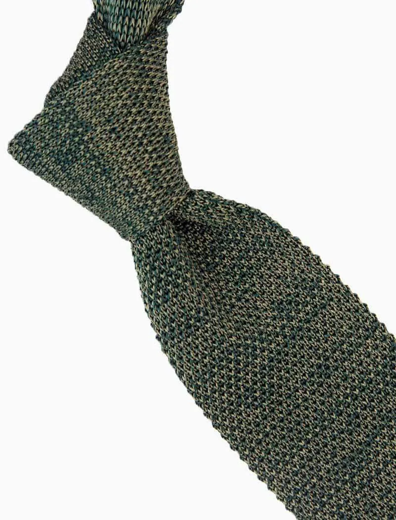 Olive Green Melange Silk Knitted Tie