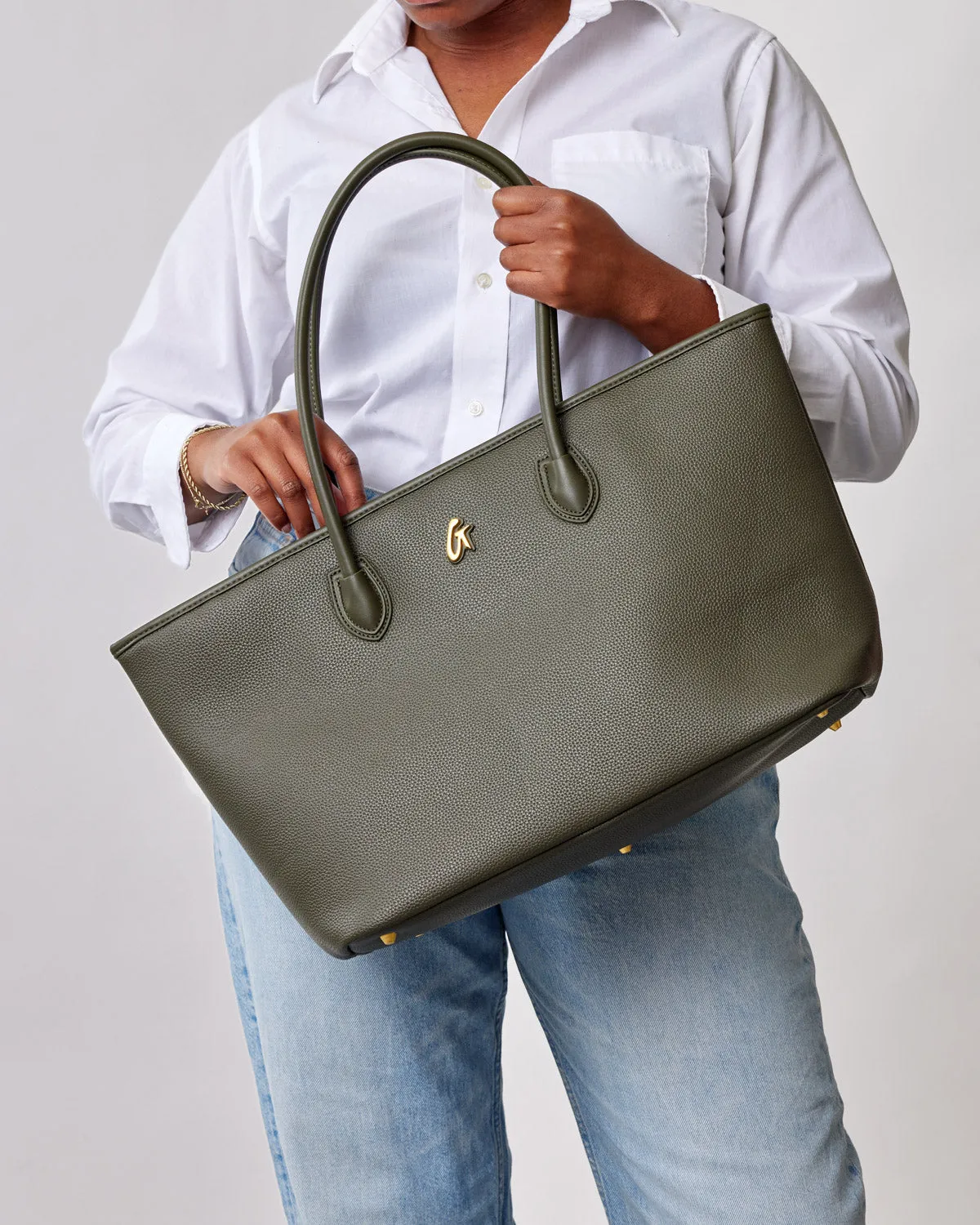 PEBBLE TOTE BAG - OLIVE GREEN