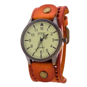 Perfect Gift  CCQ Luxury Brand Vintage Leather Watch Men Women Wristwatch Ladies Dress Quartz Watch Orange Levert Dropship Nov30