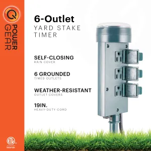 Power Gear 6-Outlet Yard Stake Timer, Green