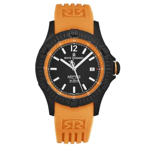 Revue Thommen Men's 'Air speed' Black Dial Orange  Rubber Strap Automatic Watch 16070.4679