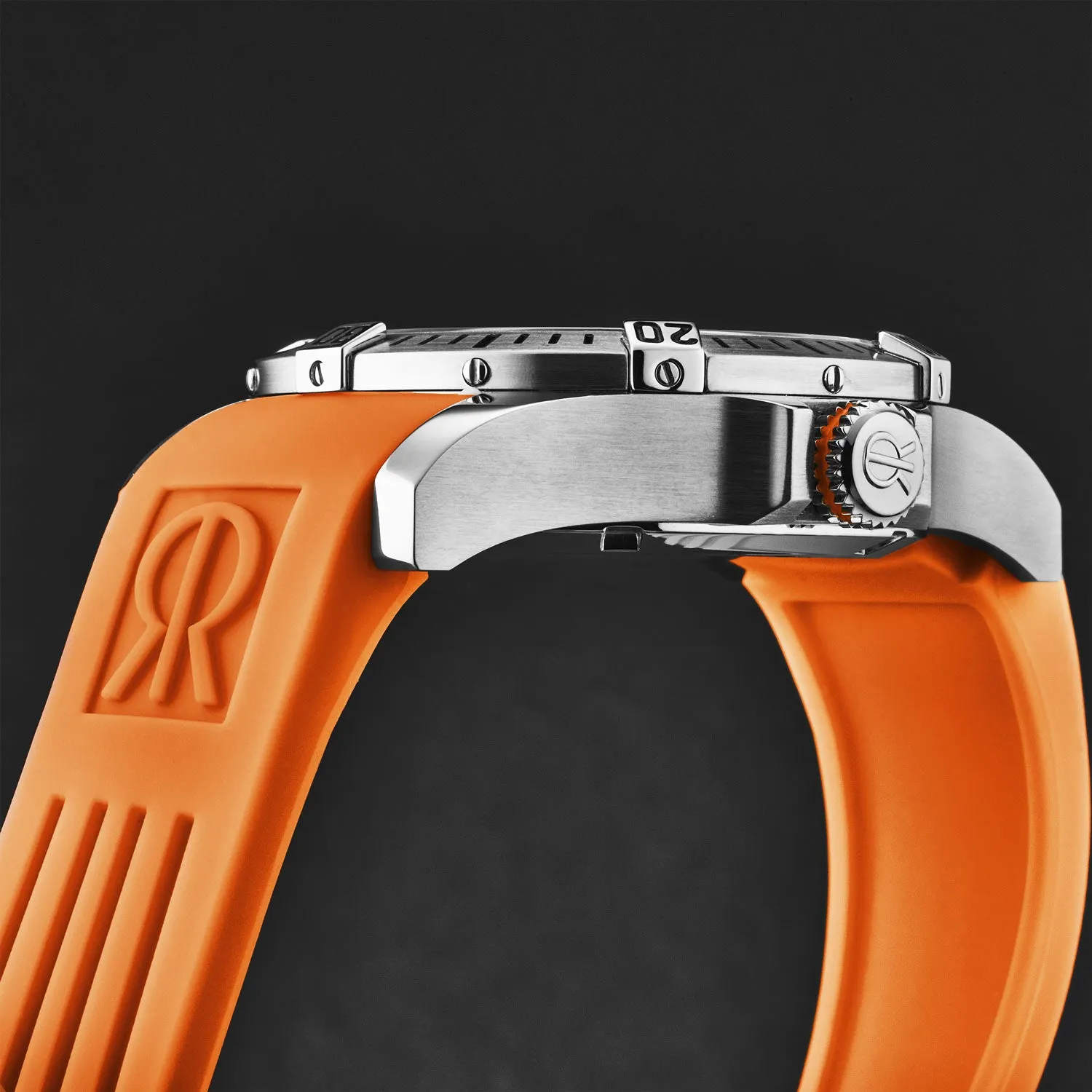 Revue Thommen Men's 'Air speed' Black Dial Orange Rubber Strap Automatic Watch 16070.4739