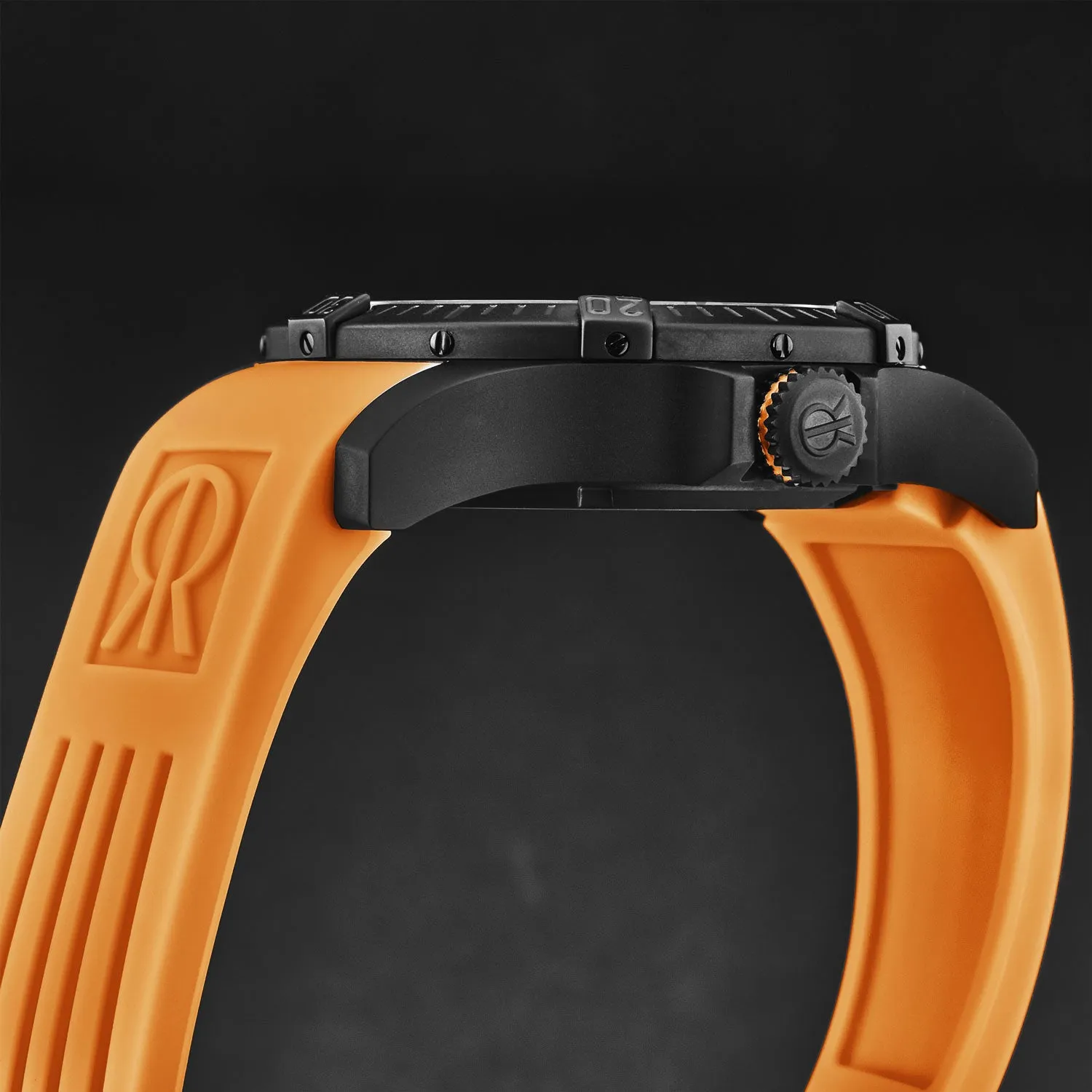 Revue Thommen Men's 'Air speed' Black Dial Orange Rubber Strap Automatic Watch 16070.4779