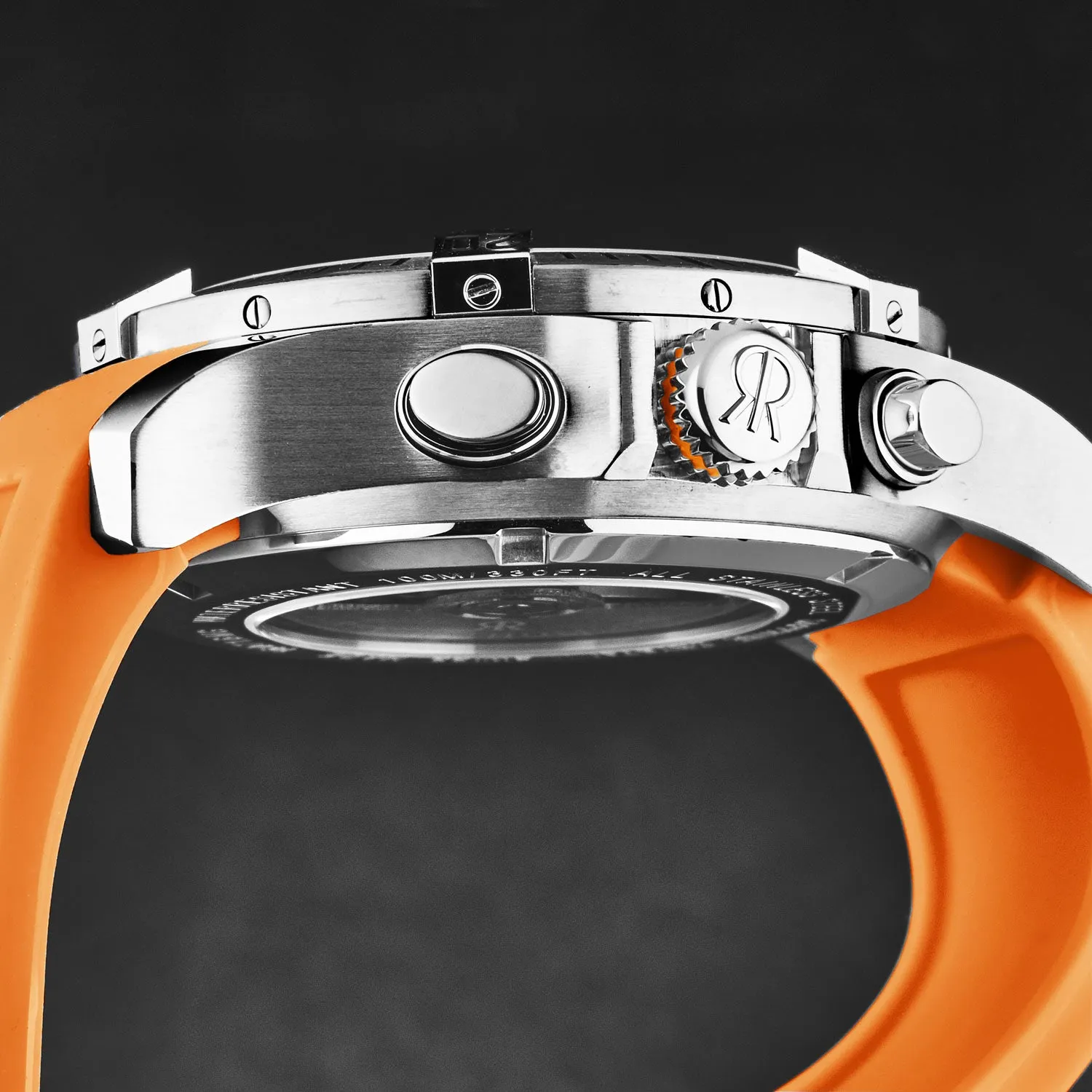 Revue Thommen Men's 'Air speed' Black Dial Orange Rubber Strap Automatic Watch 16071.6739