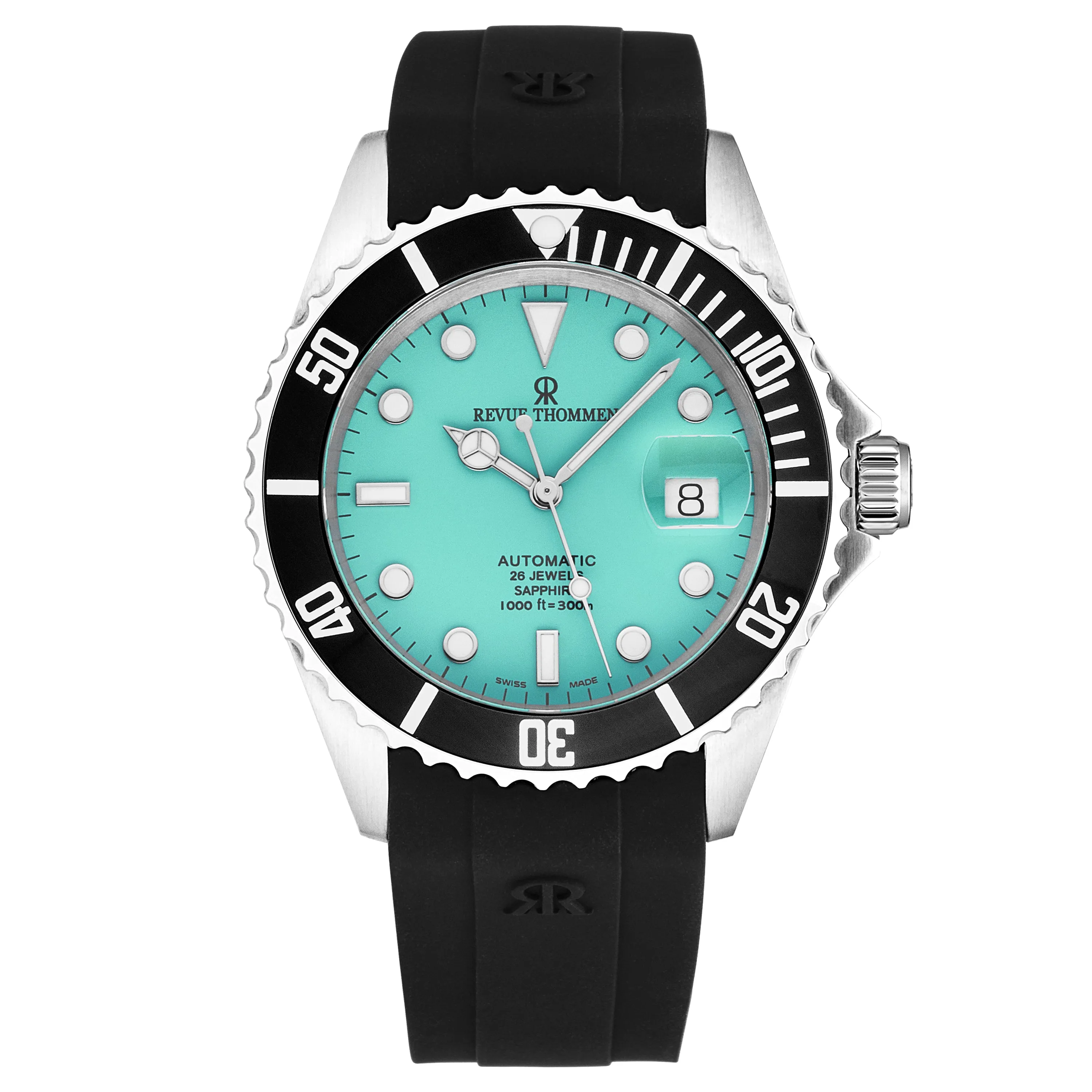 Revue Thommen Men's 'Diver' Green Dial Black Rubber Strap Swiss Automatic Watch  17571.2831