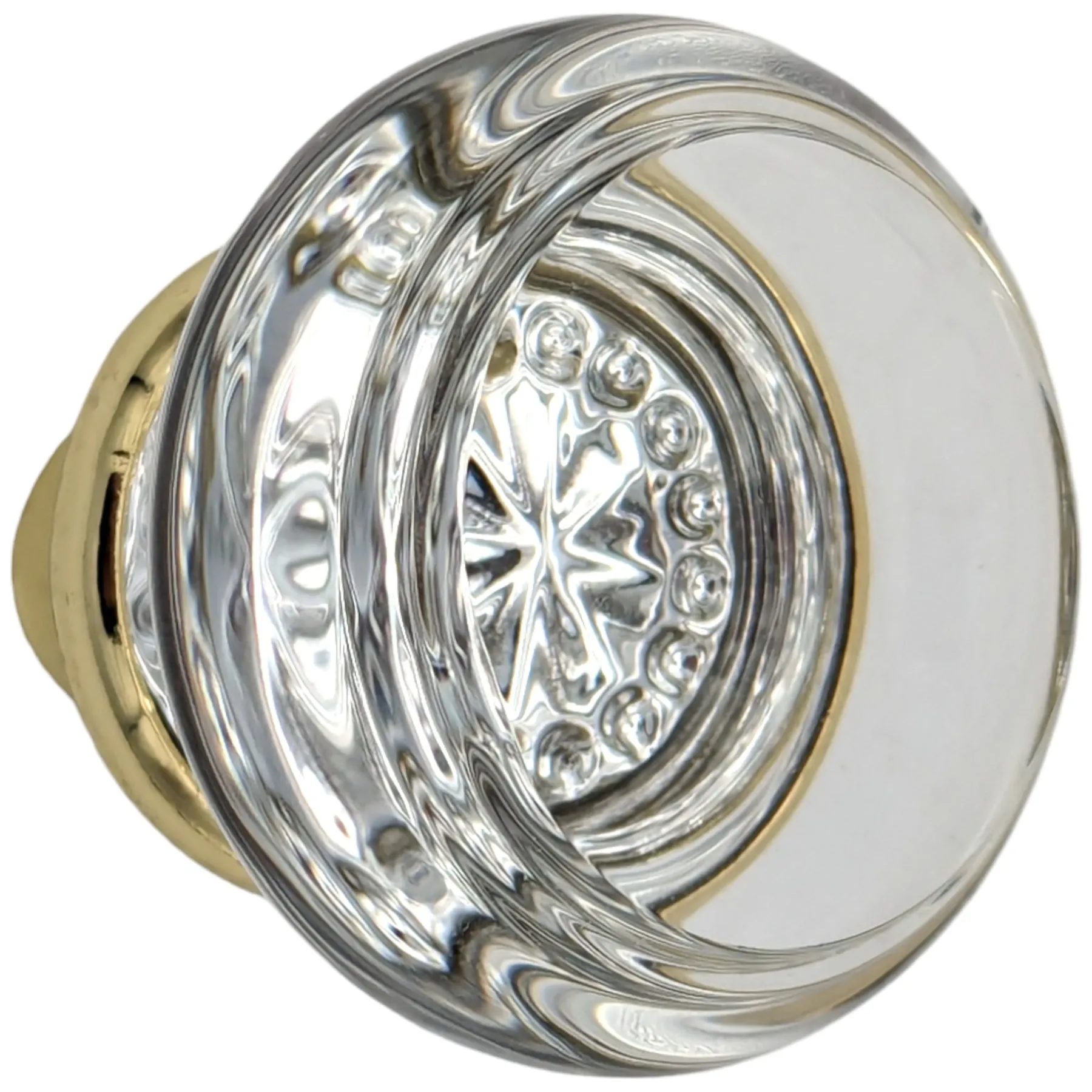Round Crystal Spare Door Knob Set (Polished Brass)