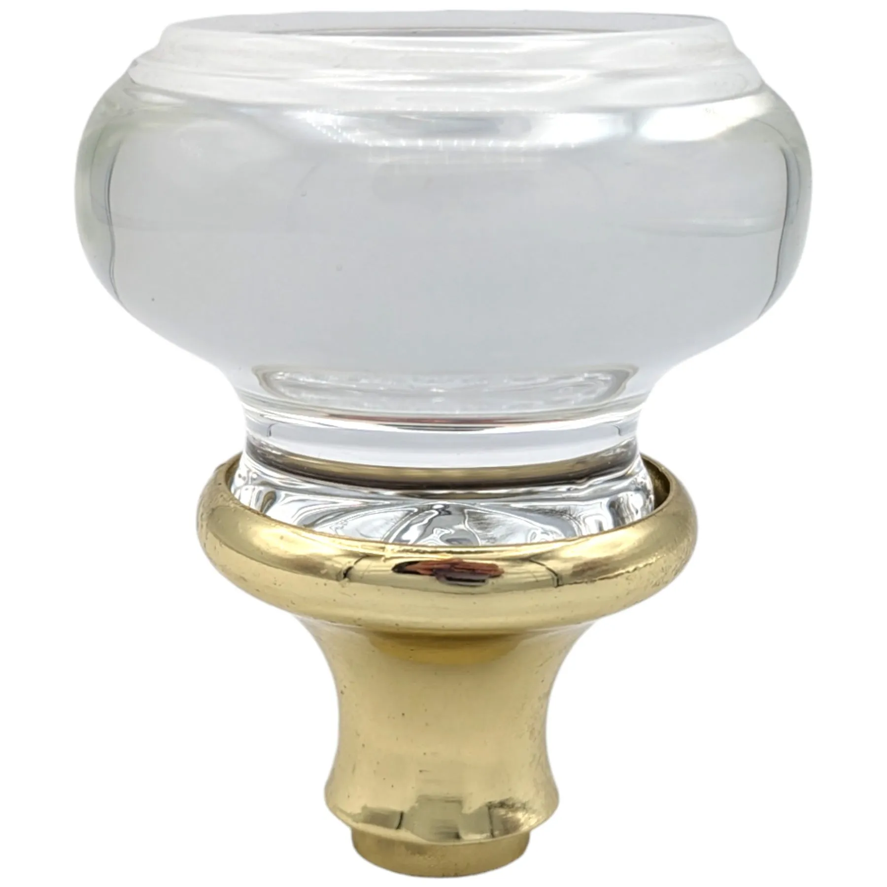 Round Crystal Spare Door Knob Set (Polished Brass)
