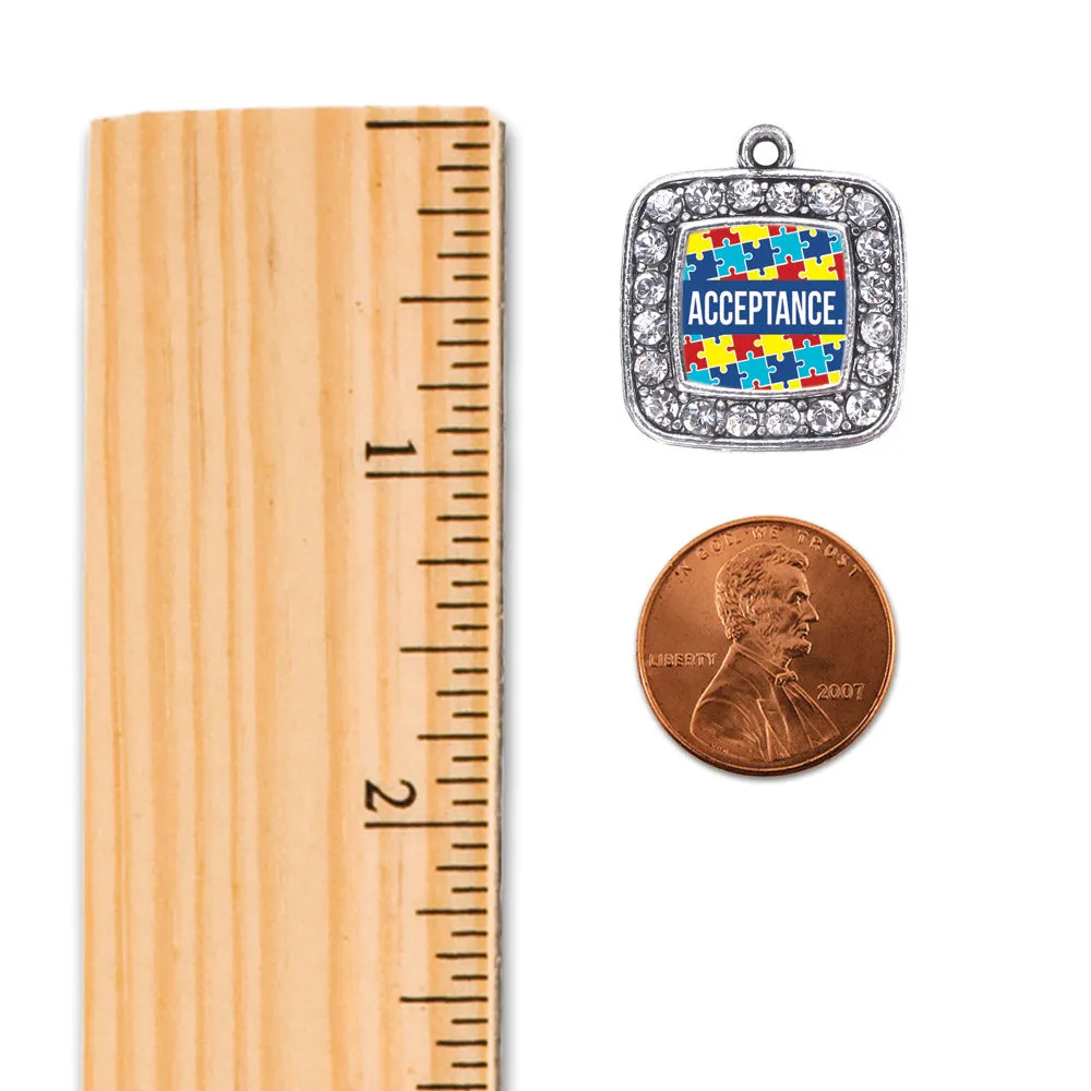Silver Autism Acceptance Square Charm Toggle Bracelet