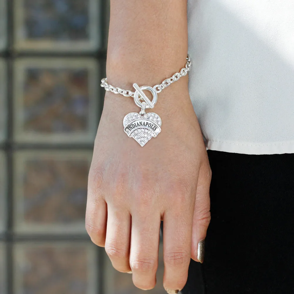 Silver Indianapolis Pave Heart Charm Toggle Bracelet