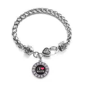 Silver Math Nerd Circle Charm Braided Bracelet