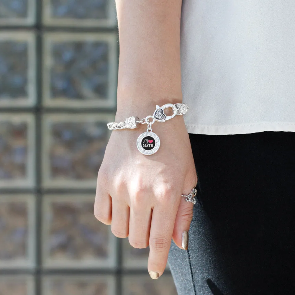Silver Math Nerd Circle Charm Braided Bracelet