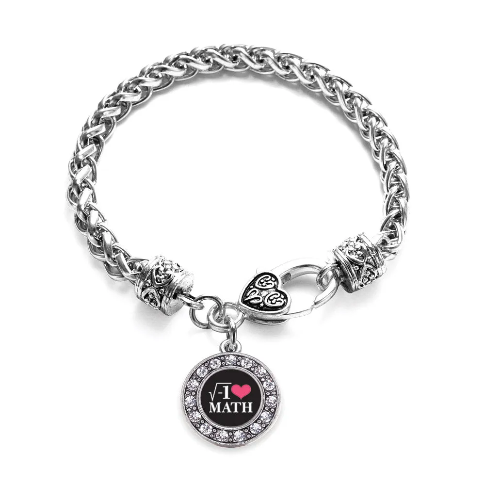 Silver Math Nerd Circle Charm Braided Bracelet