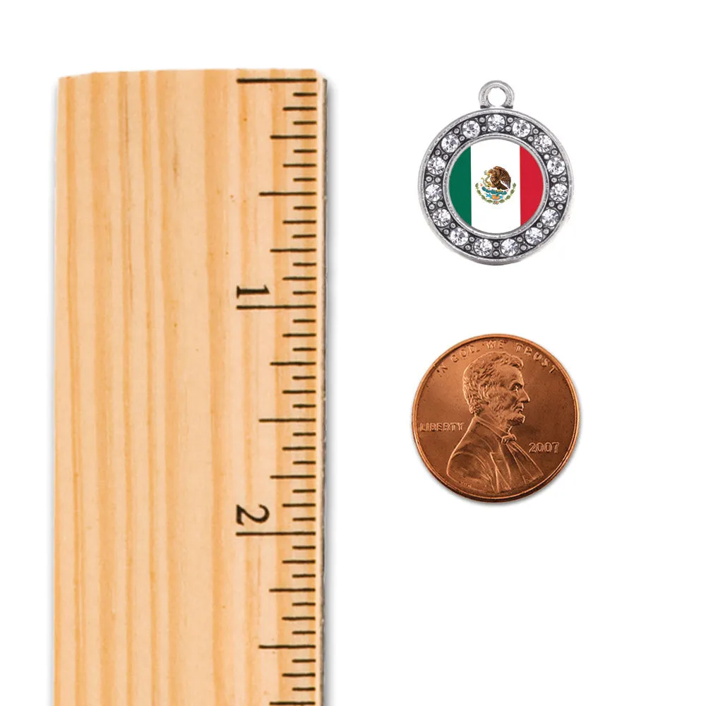 Silver Mexican Flag Circle Charm Toggle Bracelet