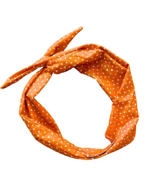 Tie Headband - Burnt Orange Swiss Dot