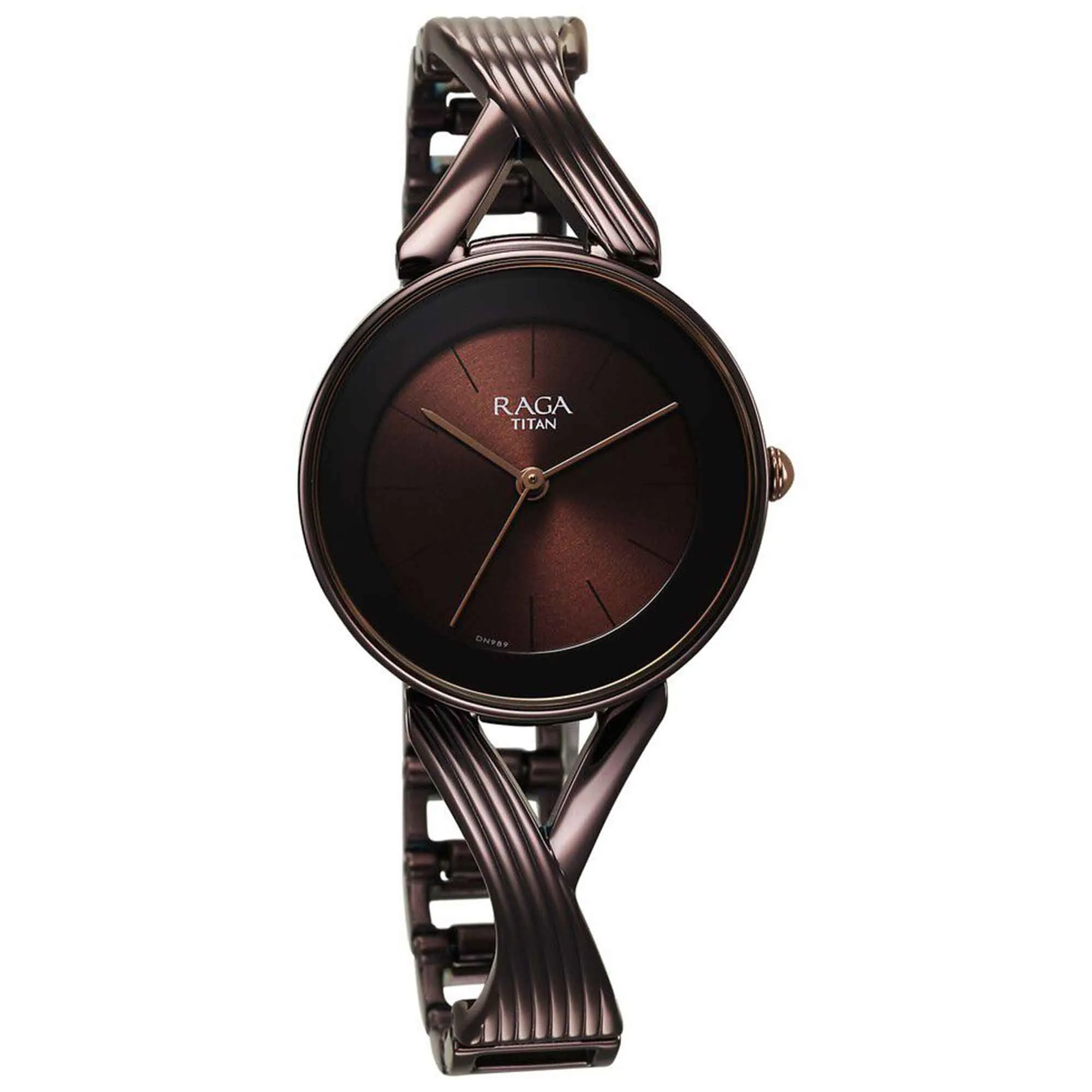 Titan Raga Chic Quartz Analogue Brown Dial Metal Strap Watch for Women