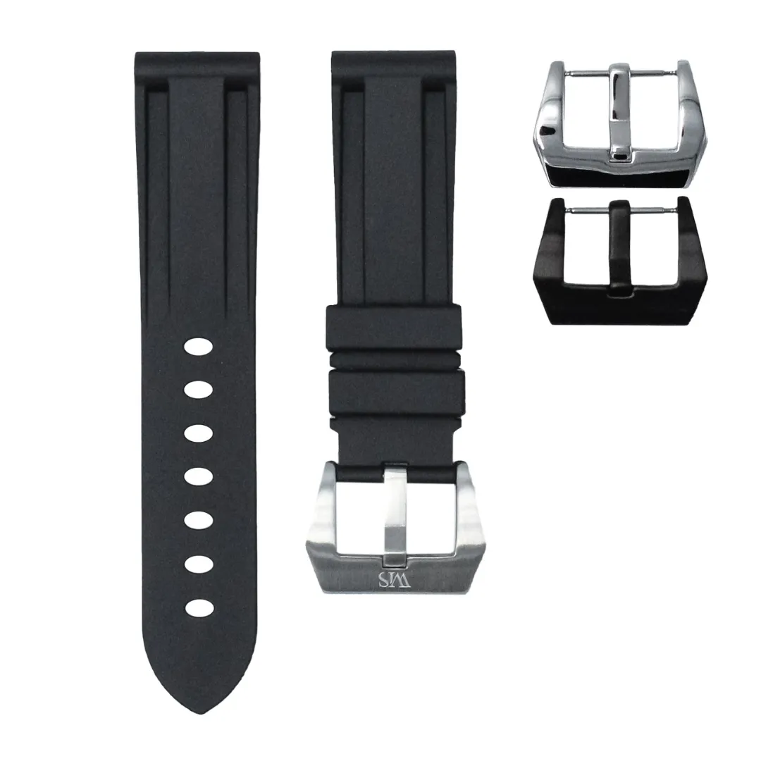 Tuxedo Black - Rubber Watch Strap For Baume & Mercier Capeland Automatic
