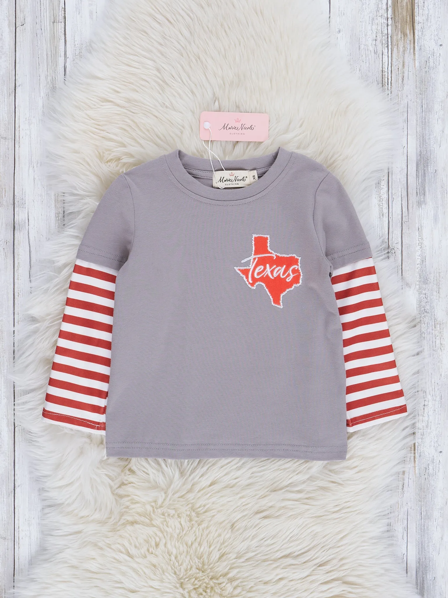 TX Burnt Orange Stripe Raglan Top