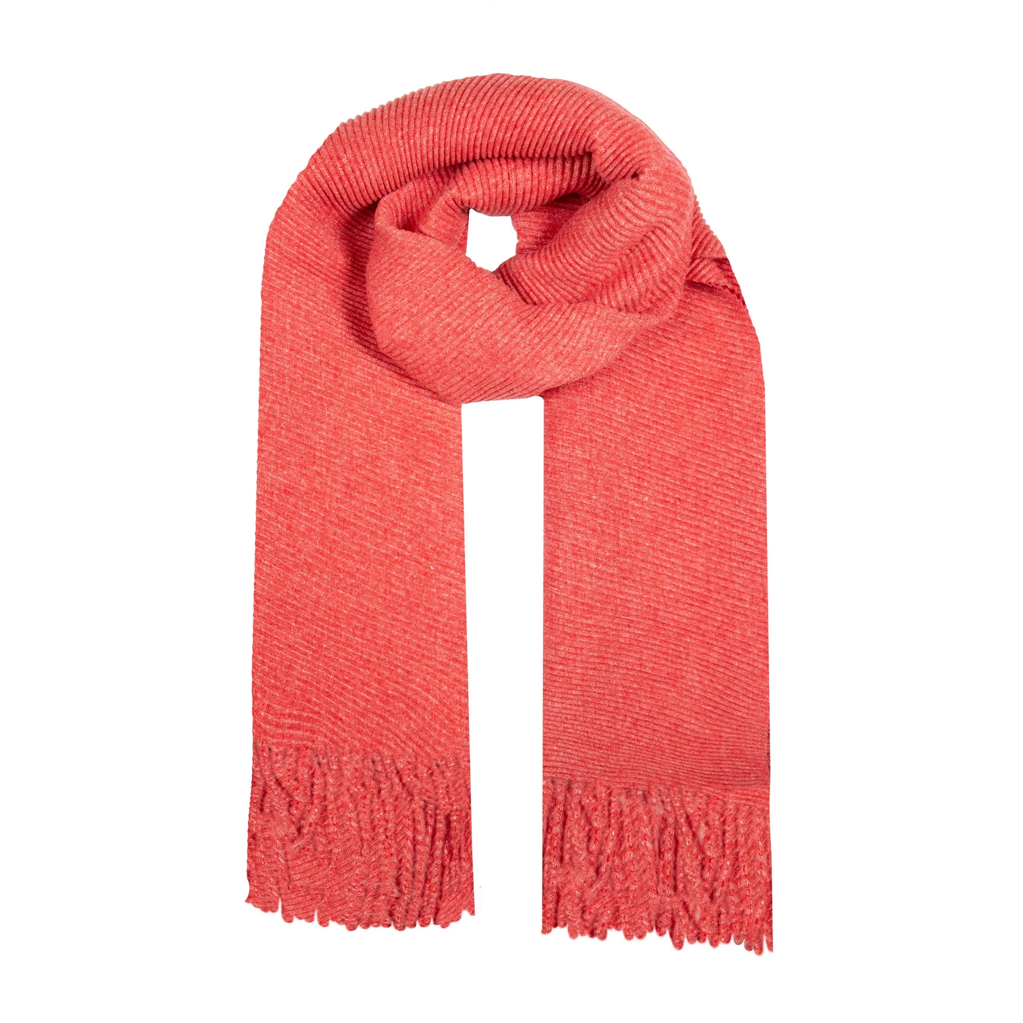 Women’s Pleated Plain Scarf with Tassels