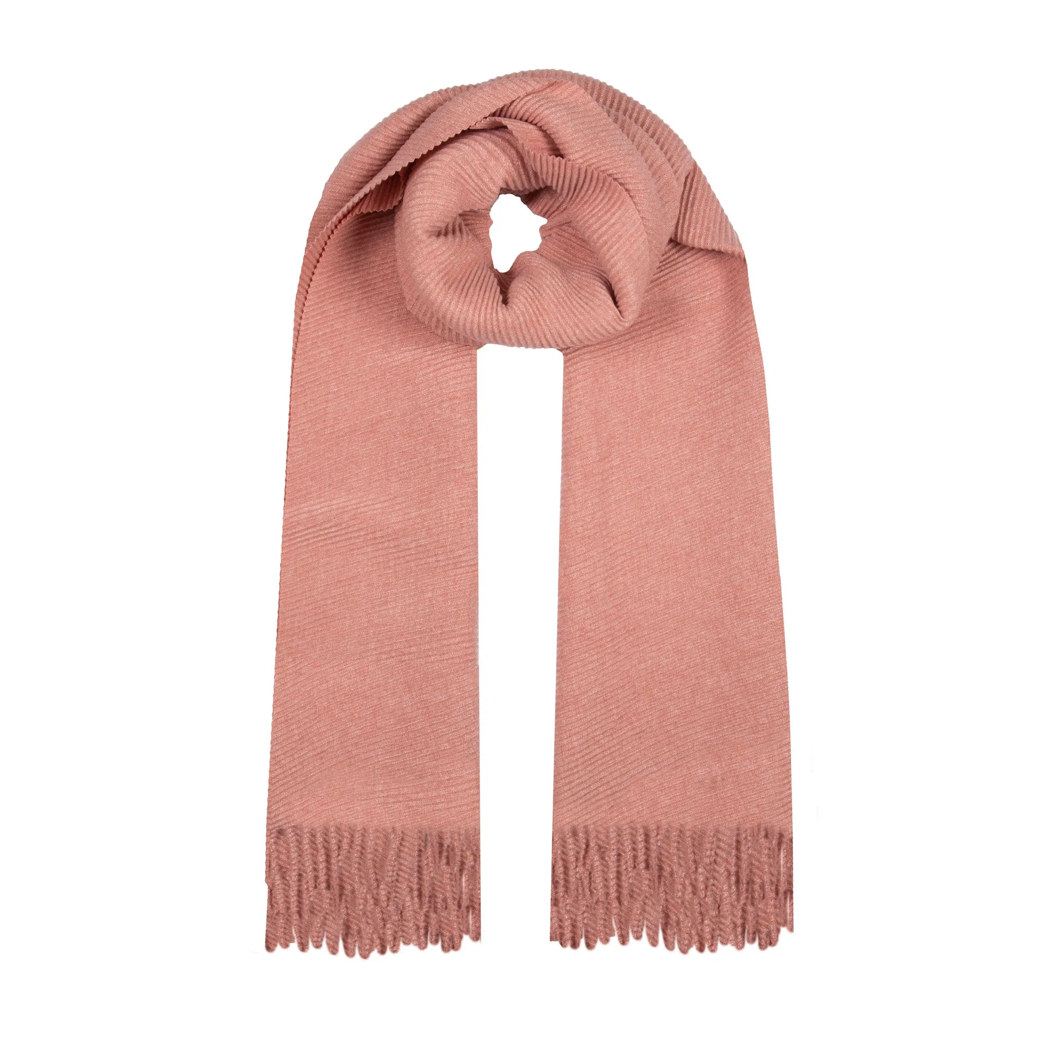 Women’s Pleated Plain Scarf with Tassels